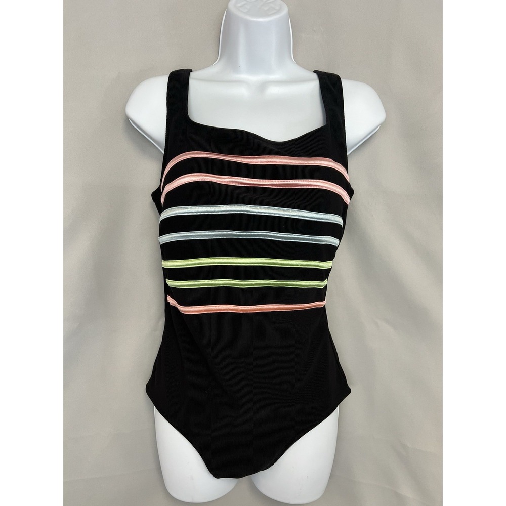 Vintage Longitude Swimsuit Sz 12 Multicolor black Made USA